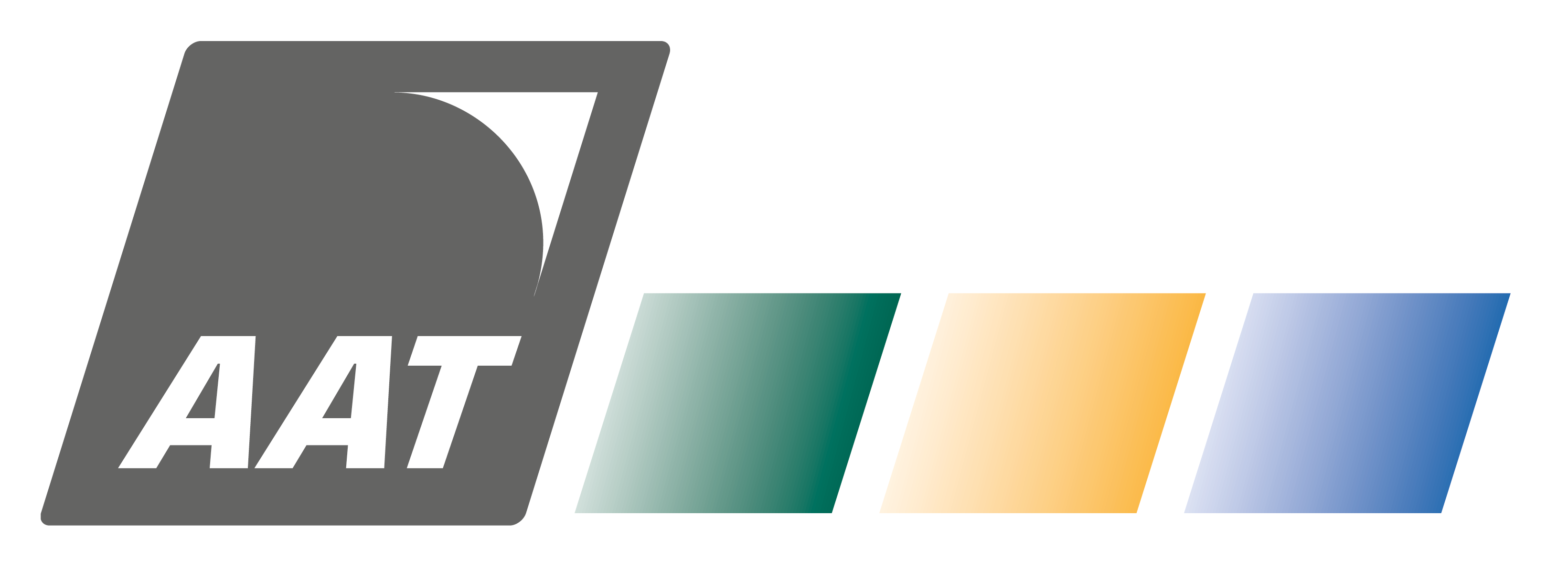 The picture shows the old logo of the AAT company in its early days with the logo "AAT" and three colors green, yellow and blue.